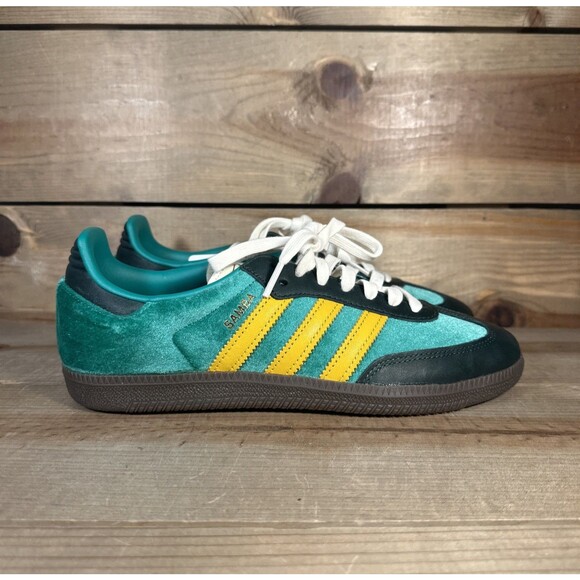 NEW Women’s Size 8.5 Adidas Samba “Green Preloved Yellow Velvet” Sneakers JI2681